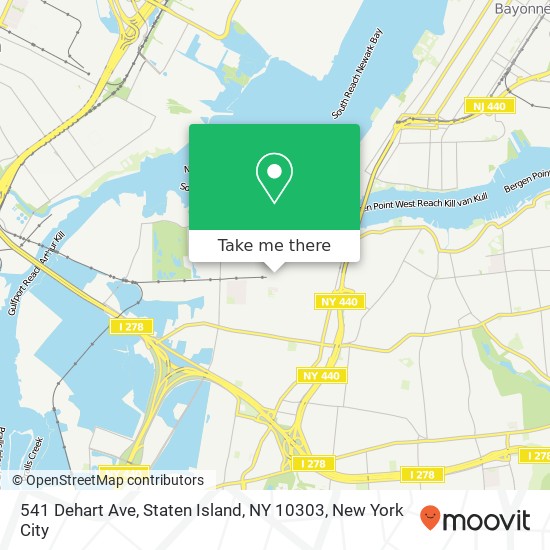 Mapa de 541 Dehart Ave, Staten Island, NY 10303