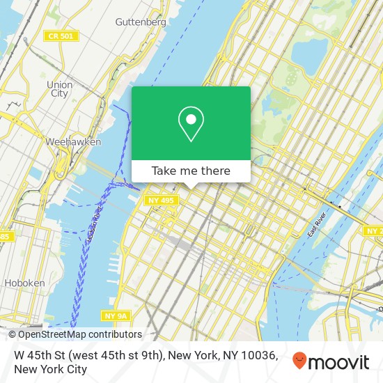 Mapa de W 45th St (west 45th st 9th), New York, NY 10036
