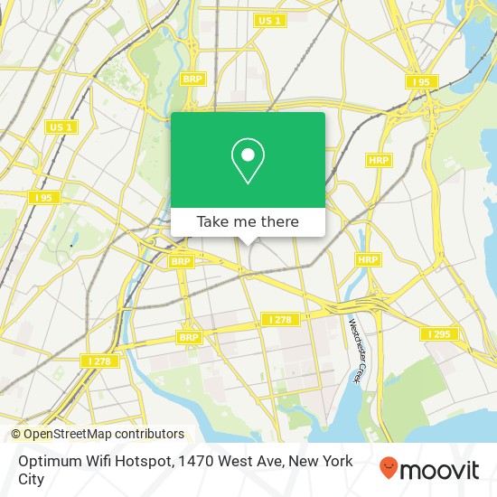 Mapa de Optimum Wifi Hotspot, 1470 West Ave