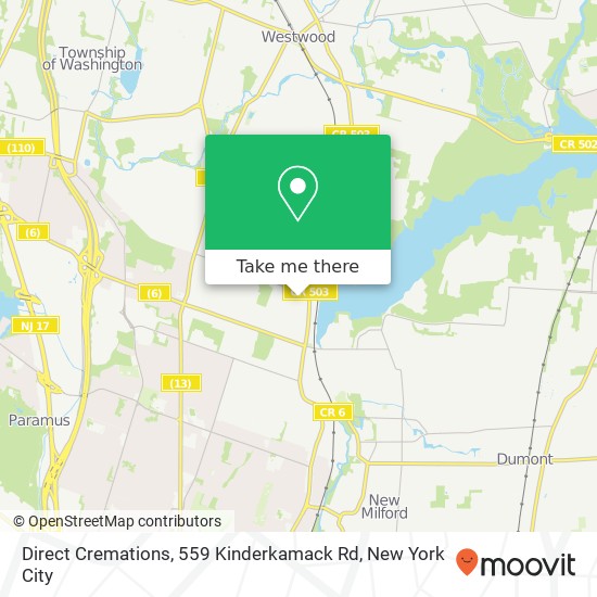 Mapa de Direct Cremations, 559 Kinderkamack Rd