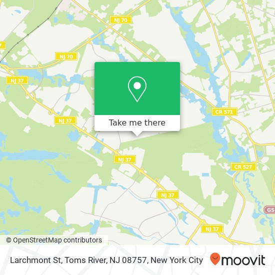 Mapa de Larchmont St, Toms River, NJ 08757