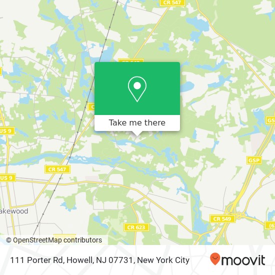 Mapa de 111 Porter Rd, Howell, NJ 07731