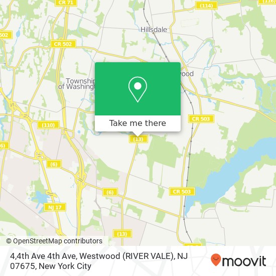 Mapa de 4,4th Ave 4th Ave, Westwood (RIVER VALE), NJ 07675