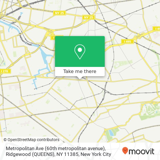 Mapa de Metropolitan Ave (60th metropolitan avenue), Ridgewood (QUEENS), NY 11385