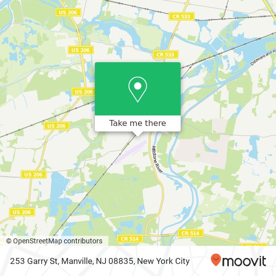 Mapa de 253 Garry St, Manville, NJ 08835