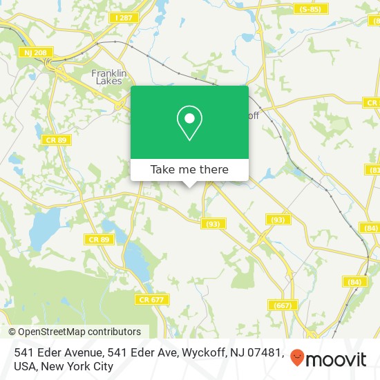 541 Eder Avenue, 541 Eder Ave, Wyckoff, NJ 07481, USA map