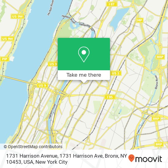 Mapa de 1731 Harrison Avenue, 1731 Harrison Ave, Bronx, NY 10453, USA