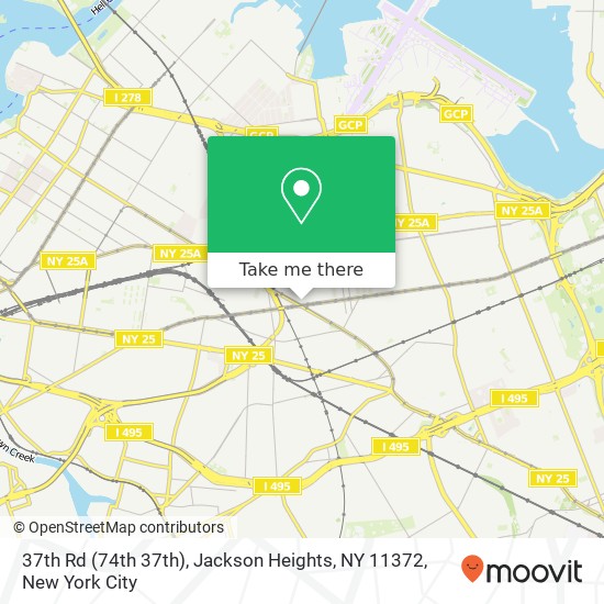 Mapa de 37th Rd (74th 37th), Jackson Heights, NY 11372
