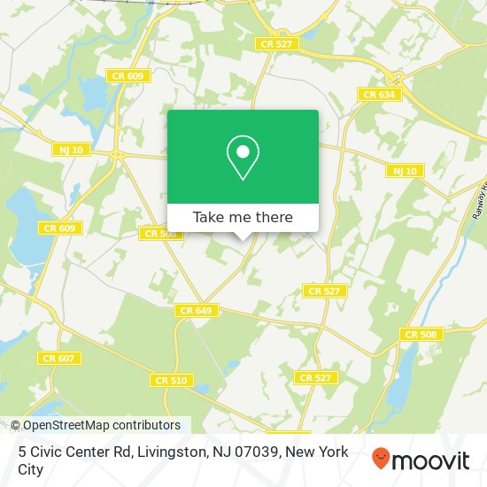 Mapa de 5 Civic Center Rd, Livingston, NJ 07039