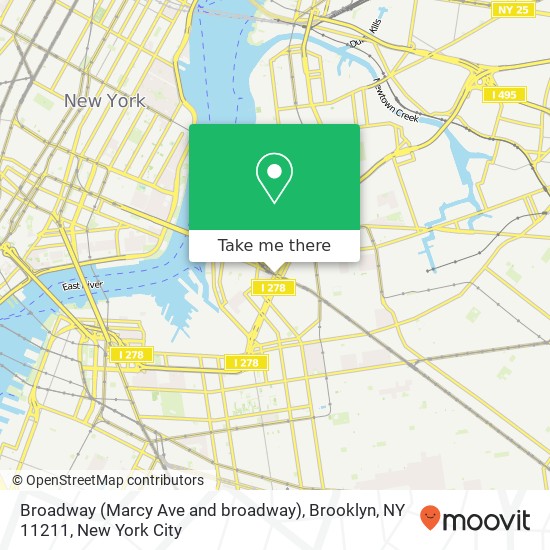 Mapa de Broadway (Marcy Ave and broadway), Brooklyn, NY 11211