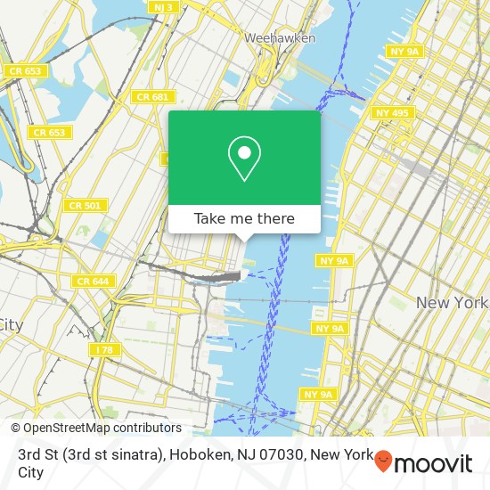 Mapa de 3rd St (3rd st sinatra), Hoboken, NJ 07030
