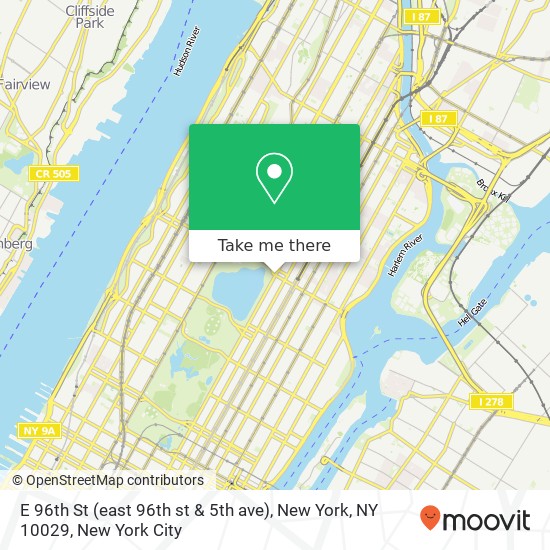 Mapa de E 96th St (east 96th st & 5th ave), New York, NY 10029