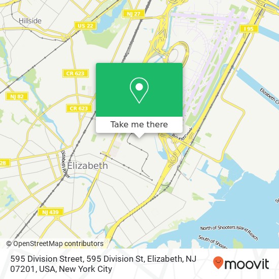 595 Division Street, 595 Division St, Elizabeth, NJ 07201, USA map