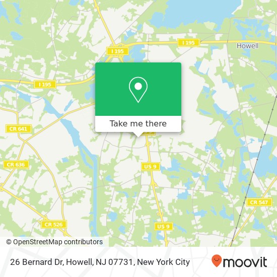 Mapa de 26 Bernard Dr, Howell, NJ 07731