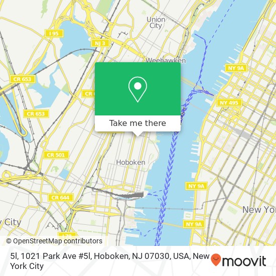 Mapa de 5l, 1021 Park Ave #5l, Hoboken, NJ 07030, USA