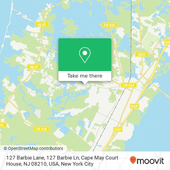 Mapa de 127 Barbie Lane, 127 Barbie Ln, Cape May Court House, NJ 08210, USA