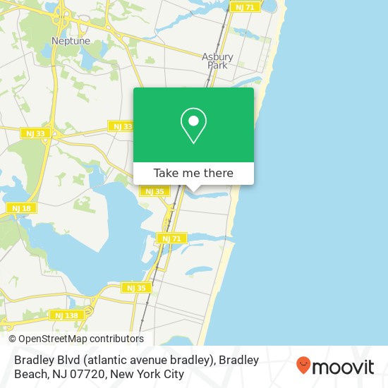 Mapa de Bradley Blvd (atlantic avenue bradley), Bradley Beach, NJ 07720