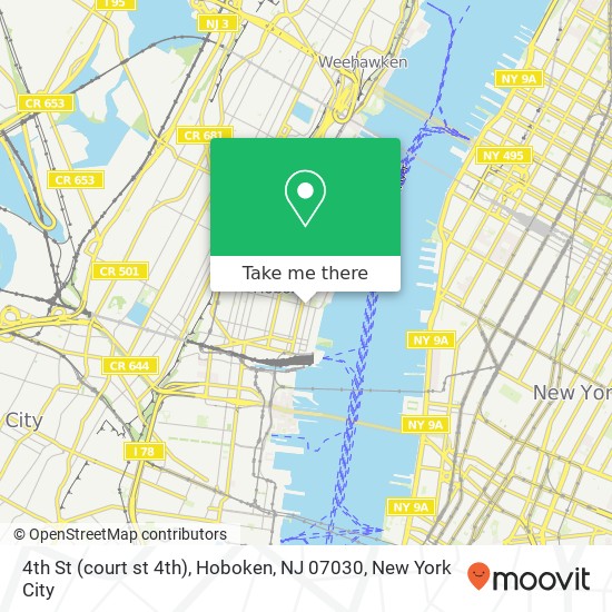 Mapa de 4th St (court st 4th), Hoboken, NJ 07030