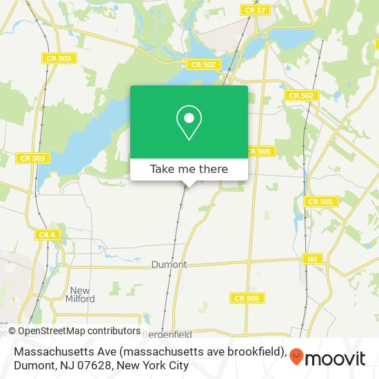 Mapa de Massachusetts Ave (massachusetts ave brookfield), Dumont, NJ 07628