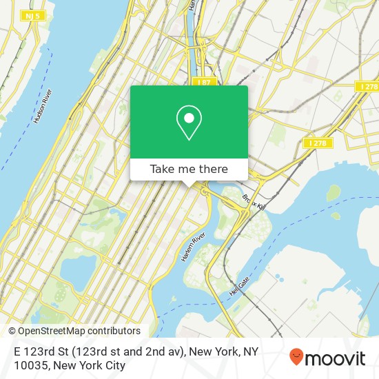 Mapa de E 123rd St (123rd st and 2nd av), New York, NY 10035