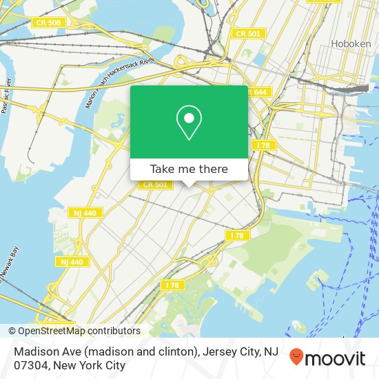 Mapa de Madison Ave (madison and clinton), Jersey City, NJ 07304