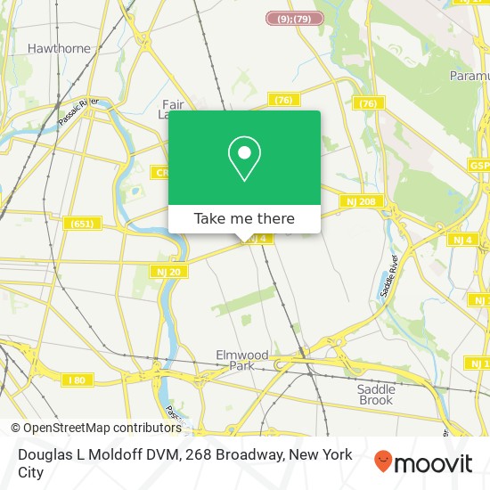 Douglas L Moldoff DVM, 268 Broadway map