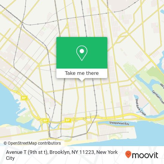 Mapa de Avenue T (9th st t), Brooklyn, NY 11223