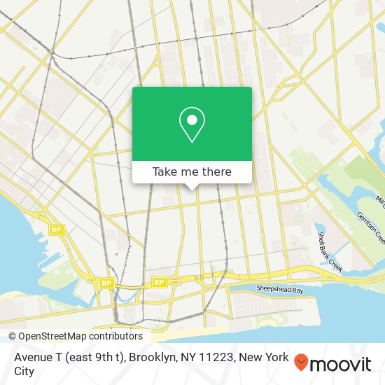 Mapa de Avenue T (east 9th t), Brooklyn, NY 11223