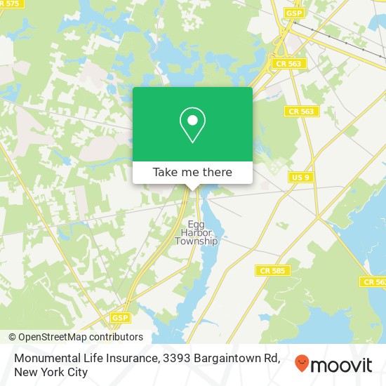 Mapa de Monumental Life Insurance, 3393 Bargaintown Rd