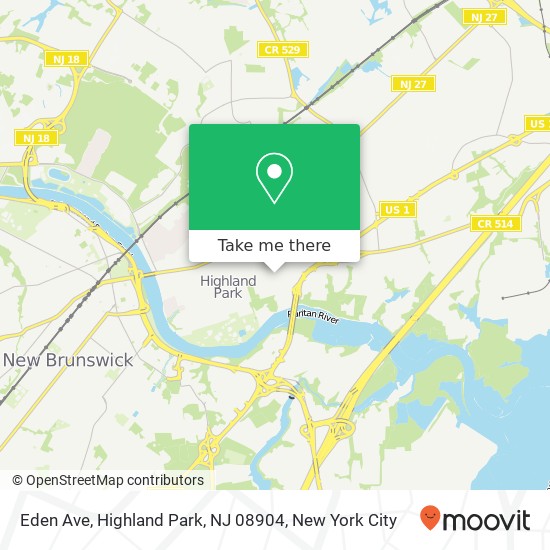 Mapa de Eden Ave, Highland Park, NJ 08904