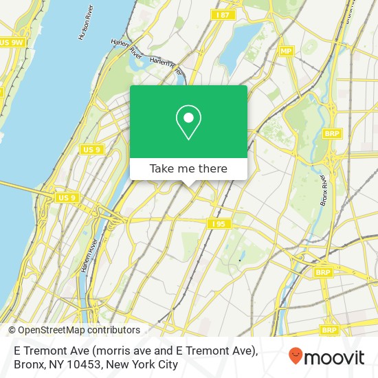 Mapa de E Tremont Ave (morris ave and E Tremont Ave), Bronx, NY 10453