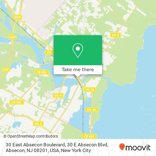 Mapa de 30 East Absecon Boulevard, 30 E Absecon Blvd, Absecon, NJ 08201, USA