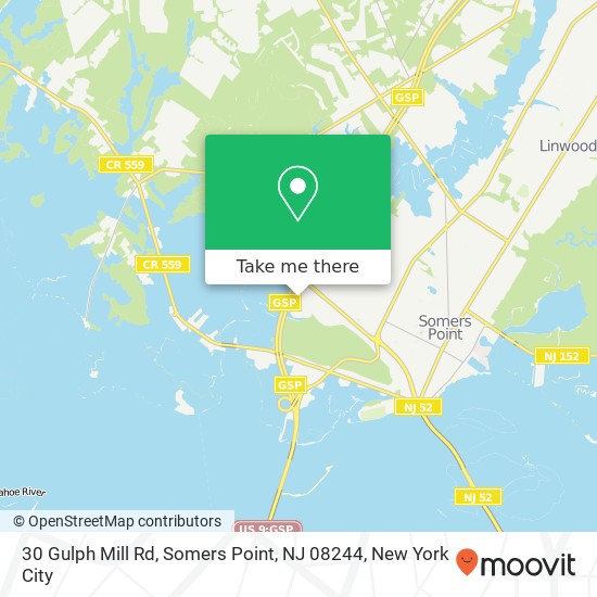 Mapa de 30 Gulph Mill Rd, Somers Point, NJ 08244