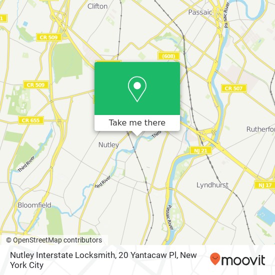 Mapa de Nutley Interstate Locksmith, 20 Yantacaw Pl