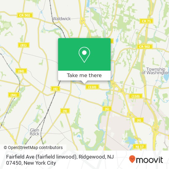 Mapa de Fairfield Ave (fairfield linwood), Ridgewood, NJ 07450