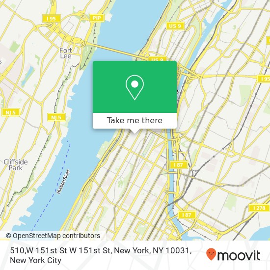 Mapa de 510,W 151st St W 151st St, New York, NY 10031