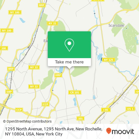 Mapa de 1295 North Avenue, 1295 North Ave, New Rochelle, NY 10804, USA