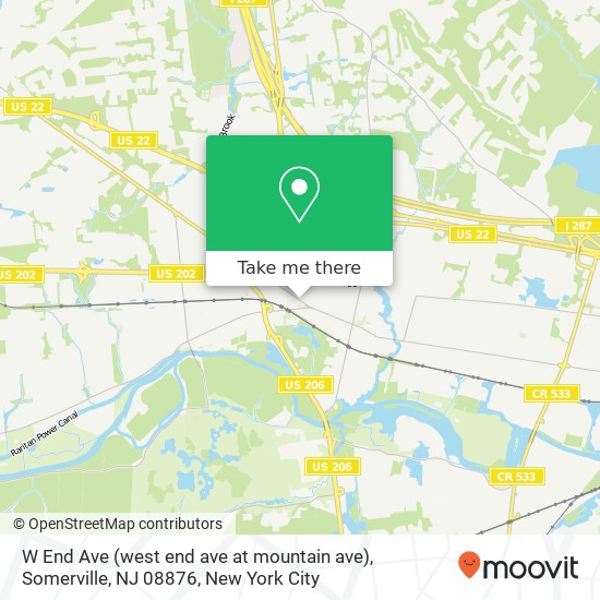 W End Ave (west end ave at mountain ave), Somerville, NJ 08876 map
