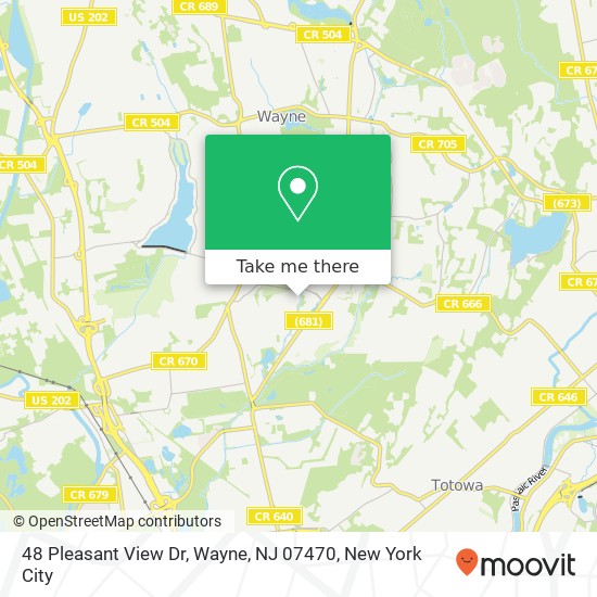 Mapa de 48 Pleasant View Dr, Wayne, NJ 07470
