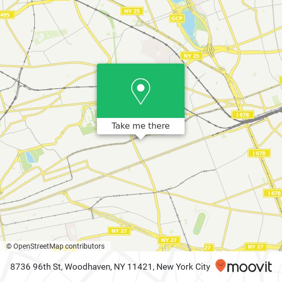 Mapa de 8736 96th St, Woodhaven, NY 11421