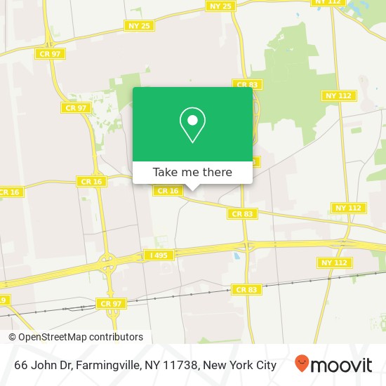 Mapa de 66 John Dr, Farmingville, NY 11738