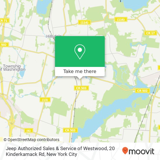 Mapa de Jeep Authorized Sales & Service of Westwood, 20 Kinderkamack Rd