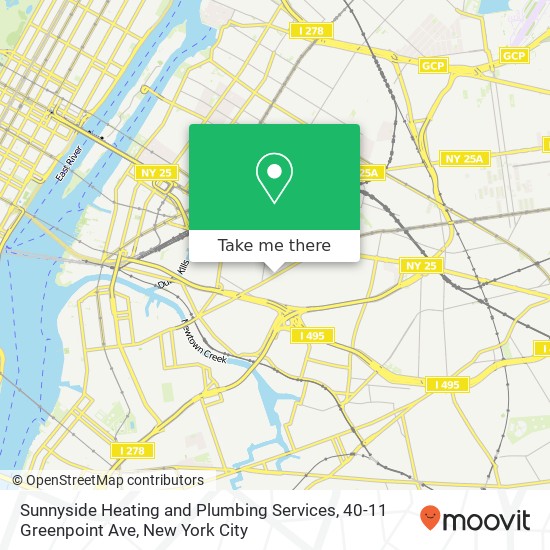 Mapa de Sunnyside Heating and Plumbing Services, 40-11 Greenpoint Ave