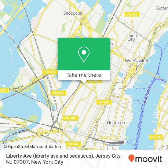 Mapa de Liberty Ave (liberty ave and secaucus), Jersey City, NJ 07307