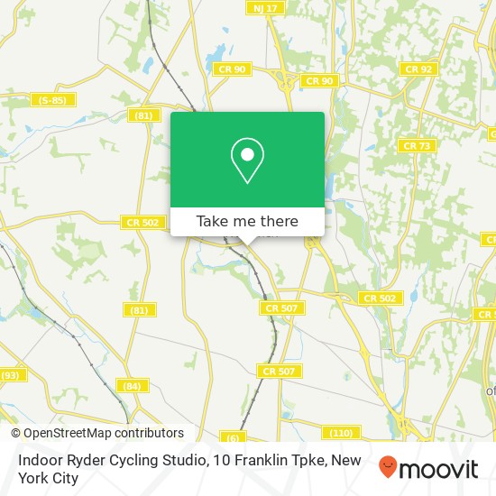 Mapa de Indoor Ryder Cycling Studio, 10 Franklin Tpke