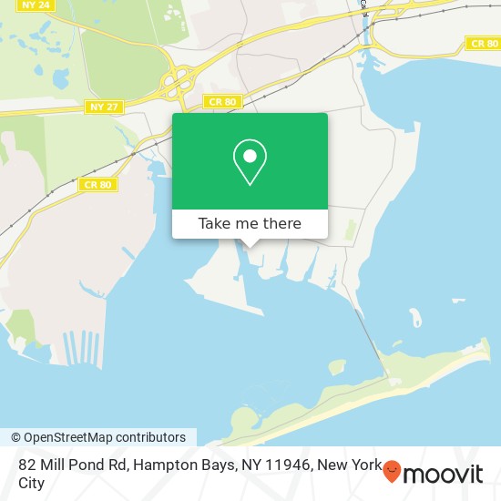 Mapa de 82 Mill Pond Rd, Hampton Bays, NY 11946