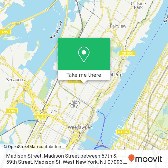 Madison Street, Madison Street between 57th & 59th Street, Madison St, West New York, NJ 07093, United States map