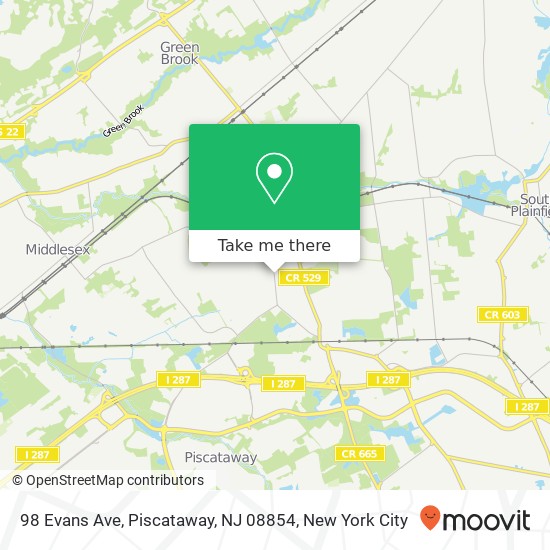 Mapa de 98 Evans Ave, Piscataway, NJ 08854