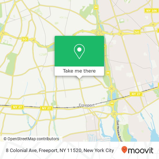 Mapa de 8 Colonial Ave, Freeport, NY 11520