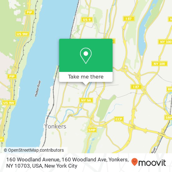 160 Woodland Avenue, 160 Woodland Ave, Yonkers, NY 10703, USA map